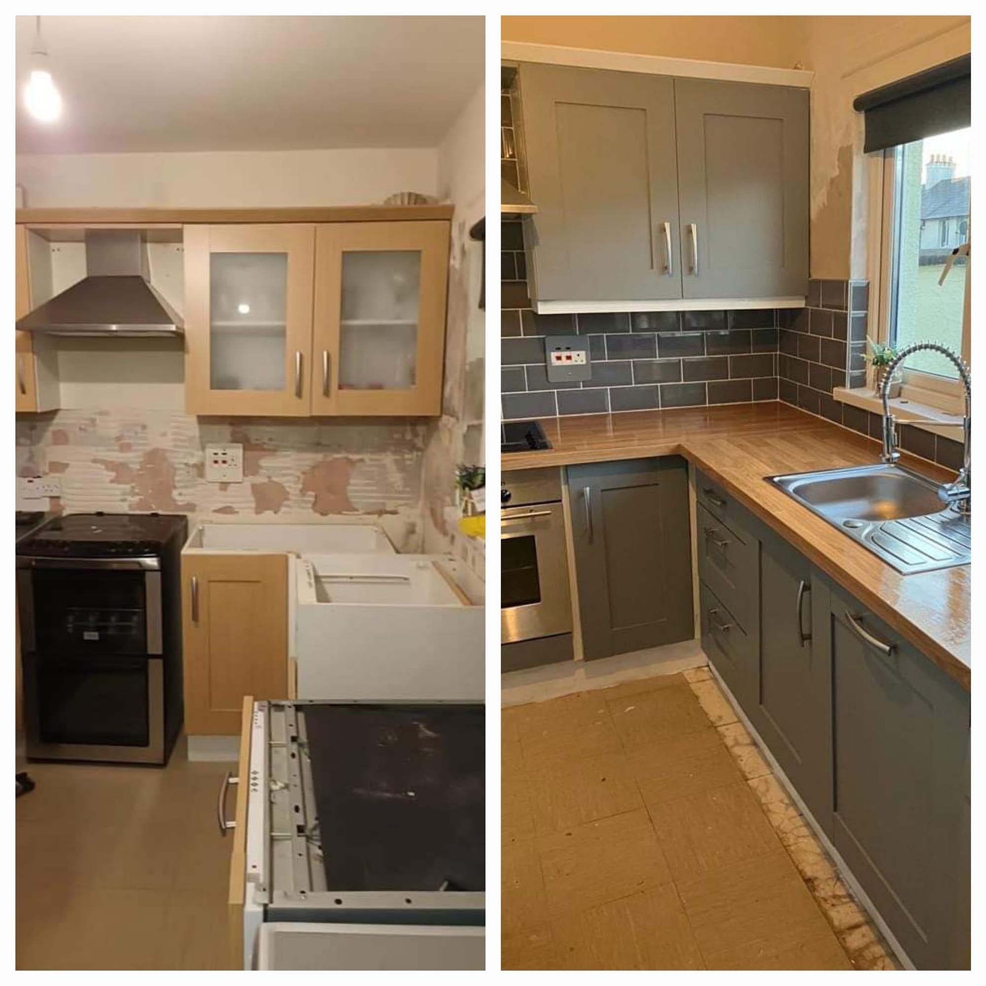 Before and after kitchen installation